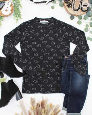 Blair Long Sleeve Top - Midnight Ghosts