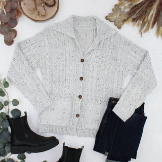 Confetti Dot Cable Cardigan Jacket - Grey