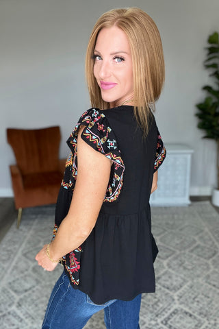 Sophia Embroidered Blouse in Black