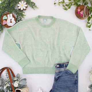 Josie Cozy Crew Sweater - Light Green