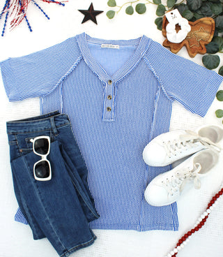 Juliette Button Top - Blue