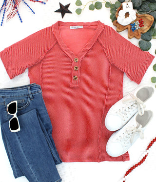 Juliette Button Top - Red