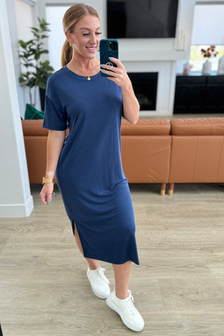 Keeping It Chill Drop Shoulder Maxi Dress in Dark Night