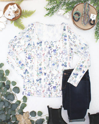 Alyssa Long Sleeve Top - Olive Meadow