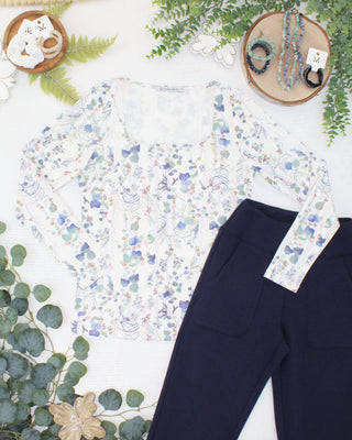 Alyssa Long Sleeve Top - Olive Meadow