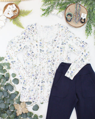 Long Sleeve Sarah Ruffle Top - Olive Meadow