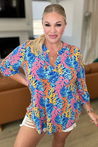 Lizzy Top in Blue and Pink Branches