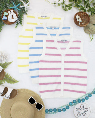 Lucy Striped Button Tank - Yellow