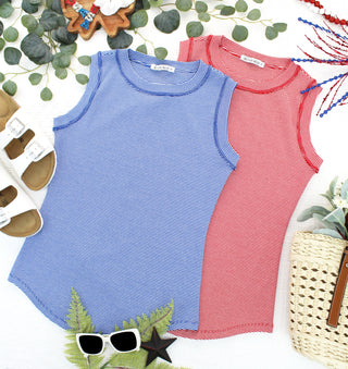 Morgan Micro Striped Tank - Blue