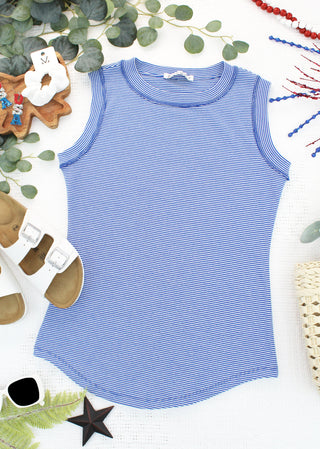 Morgan Micro Striped Tank - Blue