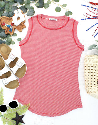 Morgan Micro Striped Tank - Red