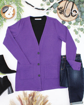Cori Cardigan - Heathered Purple