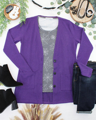 Cori Cardigan - Heathered Purple