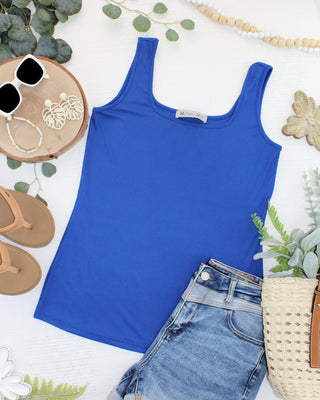 Rachel Ribbed Tank - Royal Blue
