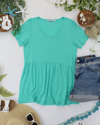 Sarah Ruffle Short Sleeve - Turquoise