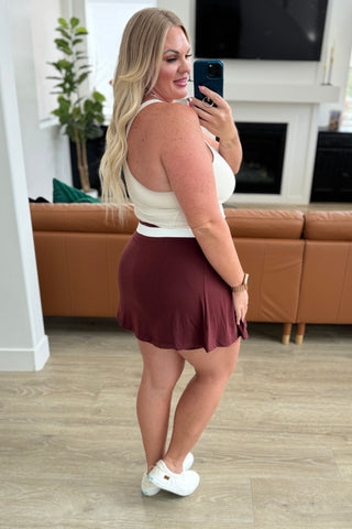 Sashay Away Pleated Tennis Skirt in Red Merlot