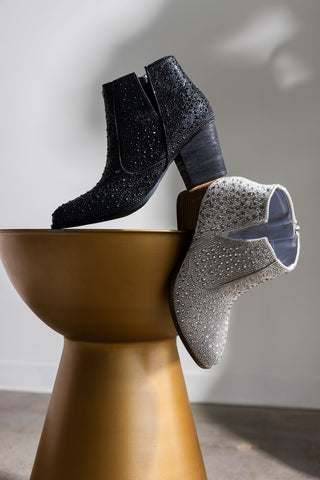 Shine Star Rhinestone Bootie in Silver