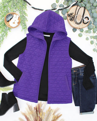 Heather Geometric Hooded Vest - Purple