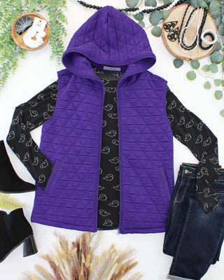 Heather Geometric Hooded Vest - Purple