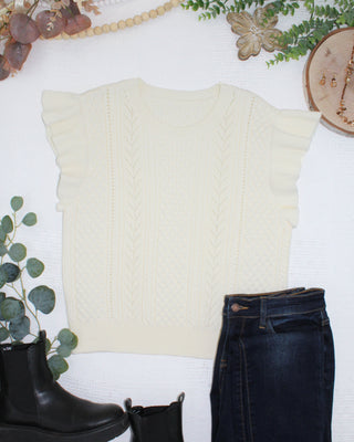 Felicity Flutter Sweater Top - Ivory