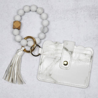 Marble Silicone Beaded Keychain with Wallet