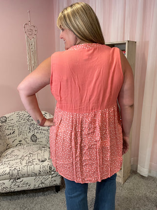 Coral Sleeveless Gabby Top