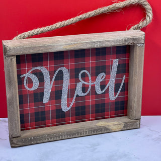 Holiday Hanging Plaid Signs