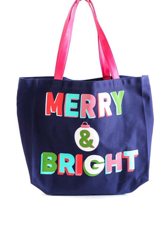 Merry & Bright Puff Ink Canvas Tote