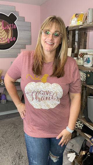 Glitter Give Thanks Tee