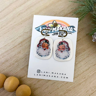 Vintage Santa Dangle Clay Earrings