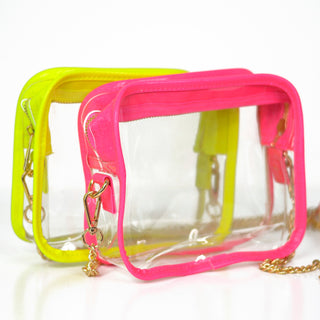 Neon Pink and Clear Crossbody Purse