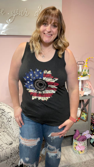 Patriotic Sun Flower Tank
