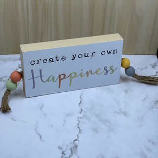 Wood Tabletop Sign with Bead Tassel