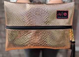 Rose Gold Python Makeup Junkie Bag