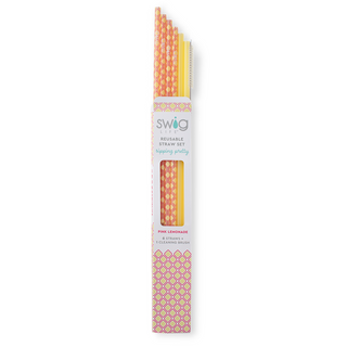 Swig Pink Lemonade + Yellow Reusable Straw Set