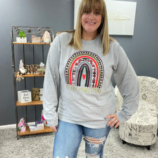 Merry Christmas Rainbow Long Sleeve Tee