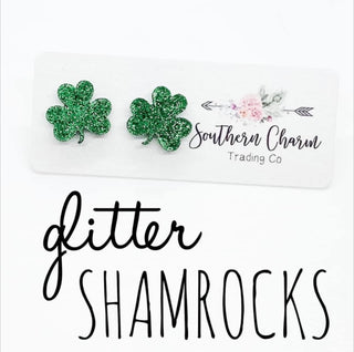 Green Glitter Shamrocks