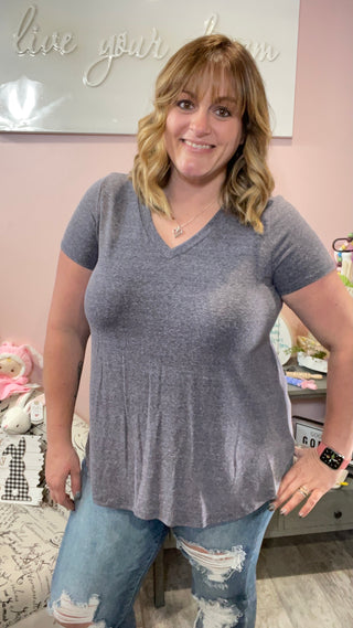 Vintage Navy V-Neck Tee