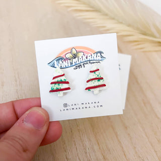 Christmas Tree Cake Clay Stud Earrings