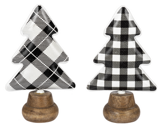 Red, White & Black Plaid Tree on Stand