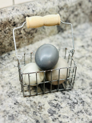 Mini Wire Basket and Resin Egg Set