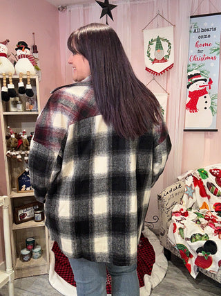 Colorblock Plaid Longline Shacket