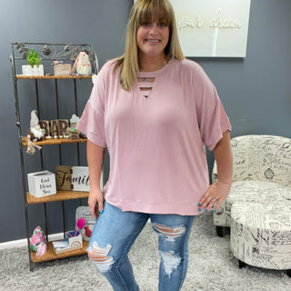 Blush Spliced Front Boxy Top