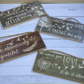 Assorted Wooden Positive Vibes Hanging Signs
