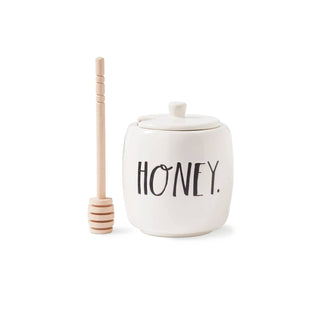 Rae Dunn Stem Print Honey Pot with Wood Stir Stick