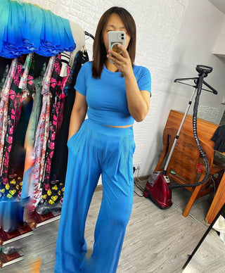 Short Sleeve Ribbed Crop Lounge Set