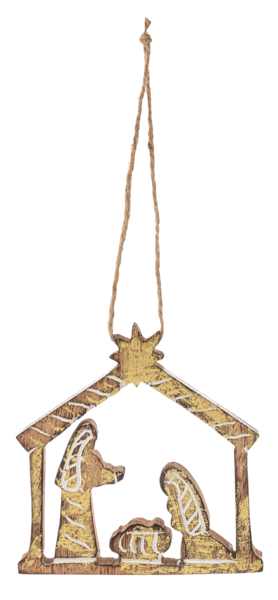 Carved Nativity Ornament