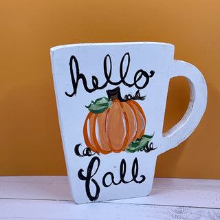 Hello Fall Coffee Mug Sign