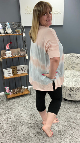 Oversized Tie Dye Round Neckline Cotton Jersey Top