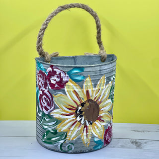 Sunflower Hanging Flower Bucket